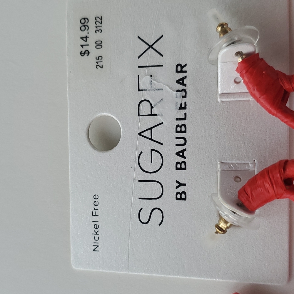BaubleBar Red Tassel Hoop Earrings - Picture 2 of 4